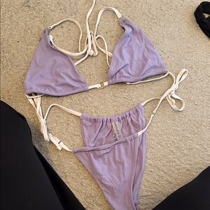 Lavender and White Bikini Set